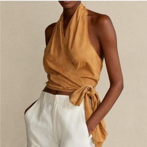 Polo Ralph Lauren Lamb Suede Western Style Halter Wrap Top
